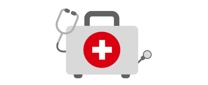 A medical box picture which is symbolizing no medical examinations needed for HSBC Term Protector.