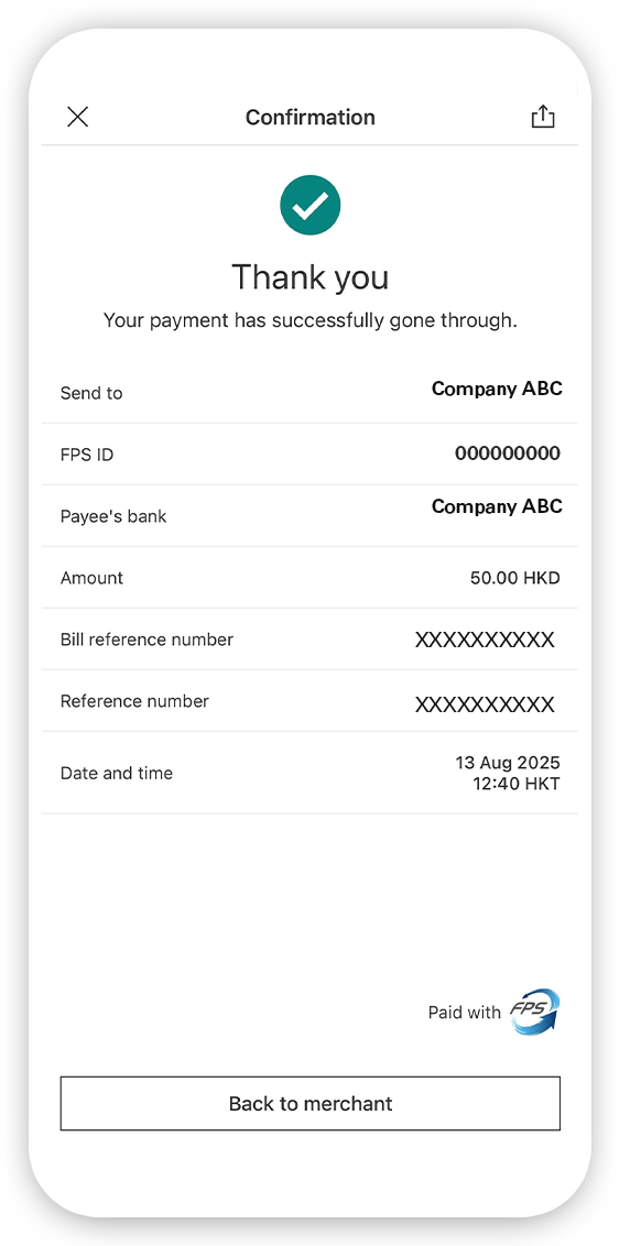 Using HSBC HK Mobile Banking app step 7