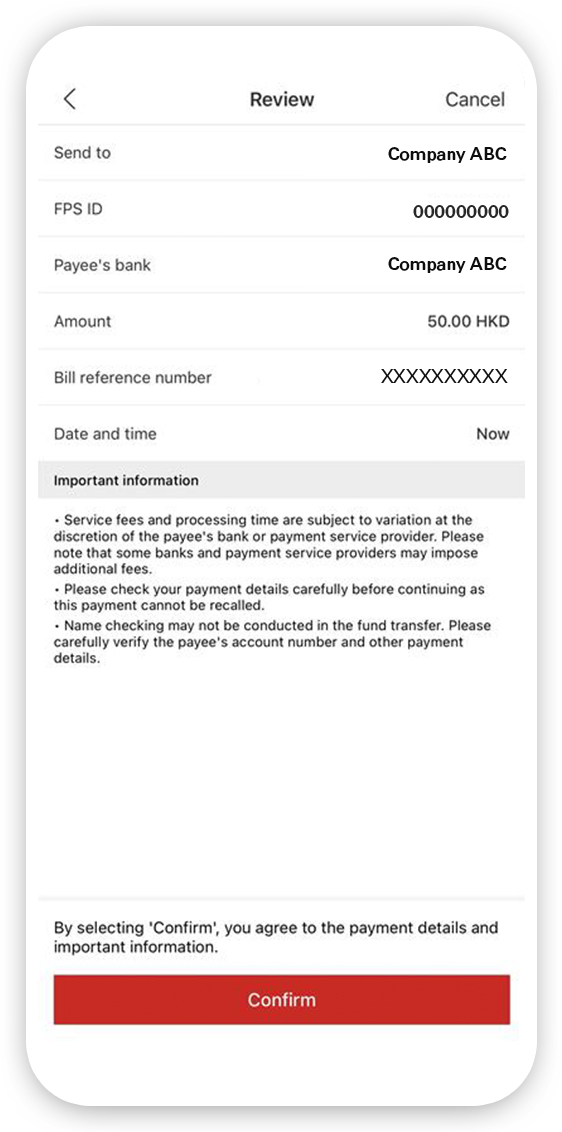 Make FPS in-app payment with HSBC step 5